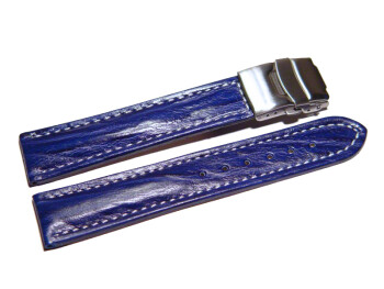 Faltschließe - Uhrenarmband - Bark - blau 24mm Stahl
