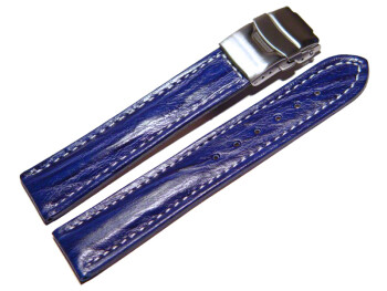 Faltschließe - Uhrenarmband - Bark - blau 24mm Stahl