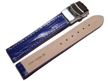 Faltschließe - Uhrenarmband - Bark - blau 24mm Stahl