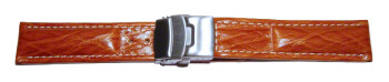 Faltschließe - Uhrenarmband - Bark - braun 18mm Stahl