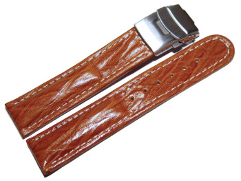 Faltschließe - Uhrenarmband - Bark - braun 18mm Stahl