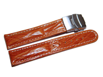 Faltschließe - Uhrenarmband - Bark - braun 20mm Stahl