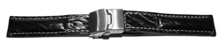 Faltschließe - Uhrenarmband - Bark - schwarz 18mm Stahl