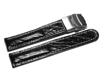 Faltschließe - Uhrenarmband - Bark - schwarz 18mm Stahl