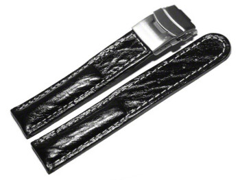 Faltschließe - Uhrenarmband - Bark - schwarz 18mm Stahl