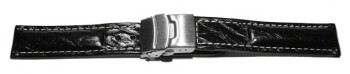 Faltschließe - Uhrenarmband - Bark - schwarz 18mm Gold