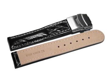 Faltschließe - Uhrenarmband - Bark - schwarz 22mm Stahl