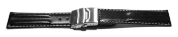 Faltschließe - Kalbsleder - Doppelpolster - schwarz 18mm...