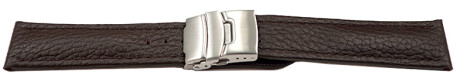 Faltschließe - Uhrenband - Leder - genarbt - dunkelbraun 18mm Stahl