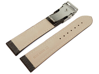 Faltschließe - Uhrenband - Leder - genarbt - dunkelbraun 18mm Gold