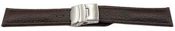 Faltschließe - Uhrenband - Leder - genarbt - dunkelbraun 24mm Stahl