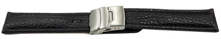 Faltschließe - Uhrenband - Leder - genarbt - schwarz TiT 18mm Stahl