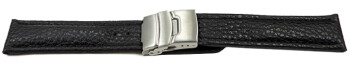 Faltschließe - Uhrenband - Leder - genarbt - schwarz TiT 20mm Gold