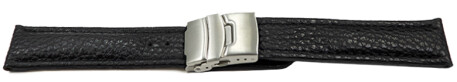 Faltschließe - Uhrenband - Leder - genarbt - schwarz TiT 24mm Gold