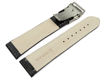 Faltschließe - Uhrenband - Leder - genarbt - schwarz w. Naht 24mm Stahl