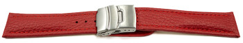 Faltschließe - Uhrenband - Leder - genarbt - rot TiT 20mm...