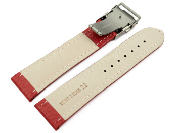 Faltschließe - Uhrenband - Leder - genarbt - rot TiT 24mm Gold