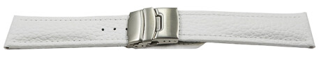 Faltschließe - Uhrenband - Leder - genarbt - weiß 18mm Gold