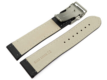 Faltschließe - Uhrenband - Leder - Glatt - schwarz 18mm Stahl