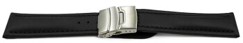 Faltschließe - Uhrenband - Leder - Glatt - schwarz 22mm...