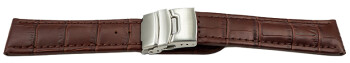 Faltschließe - Uhrenarmband - Leder - Kroko - dunkelbraun 18mm Stahl