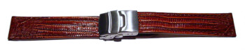 Faltschließe - Uhrenband - Kalbsleder - Teju - dunkelbraun 20mm Stahl