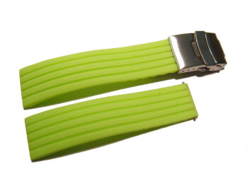 Faltschließe - Silikon - Stripes - grün 22mm