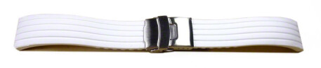 Faltschließe - Silikon - Stripes - weiß 22mm