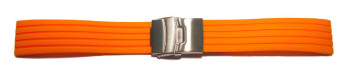 Faltschließe - Silikon - Stripes - orange 18mm