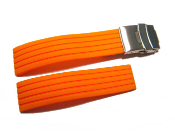 Faltschließe - Silikon - Stripes - orange 20mm