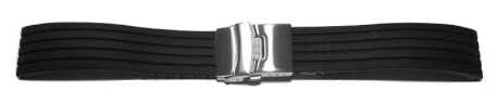 Faltschließe - Silikon - Stripes - schwarz 22mm