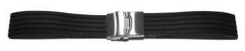 Faltschließe - Silikon - Stripes - schwarz 24mm