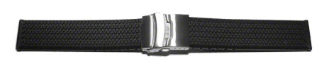 Faltschließe - Silikon - Struktur - schwarz - 22mm