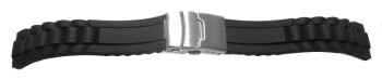 Faltschließe - Uhrenarmband Silikon - Design - schwarz 16mm