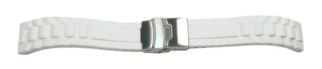 Faltschließe - Uhrenarmband Silikon - Design - weiß 18mm
