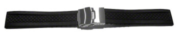 Faltschließe - Uhrenarmband Silikon - Karo - schwarz 20mm