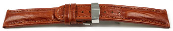 Kippfaltschließe - Uhrenarmband - Leder - Bark - braun 18mm Gold