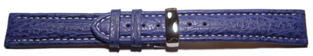 Kippfaltschließe - Uhrenband - echt Hai - dunkelblau - 20mm Stahl