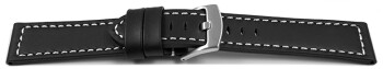 Uhrenband - Sattelleder - massives Leder - schwarz 22mm