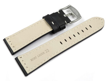 Uhrenband - Sattelleder - massives Leder - schwarz 24mm