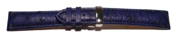 Kippfaltschließe - Uhrenarmband - echt Strauß - dunkelblau 18mm Stahl