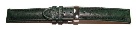 Kippfaltschließe - Uhrenarmband - echt Strauß - dunkelgrün 22mm Stahl