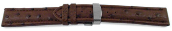 Kippfaltschließe - Uhrenarmband - echt Strauß - dunkelbraun 20mm Gold