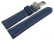 Kippfaltschließe - Uhrenarmband - Leder - genarbt - blau 20mm Stahl