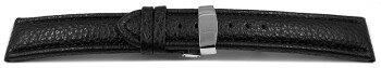 Kippfaltschließe - Uhrenarmband - Leder - genarbt - schwarz 22mm Stahl