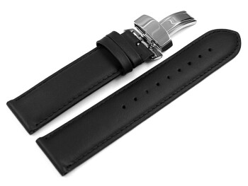 Kippfaltschließe - Uhrenband - ohne Polster - Glatt - schwarz 18mm Stahl