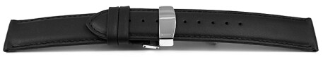 Kippfaltschließe - Uhrenband - ohne Polster - Glatt - schwarz 18mm Gold