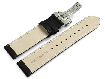 Kippfaltschließe - Uhrenband - ohne Polster - Glatt - schwarz 20mm Stahl