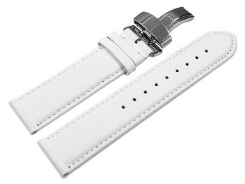 Kippfaltschließe - Uhrenarmband - ohne Polster - Glatt - weiß 22mm Gold