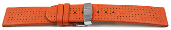 Kippfaltschließe - Uhrenarmband - Glatt mit Lochung - orange 18mm Stahl